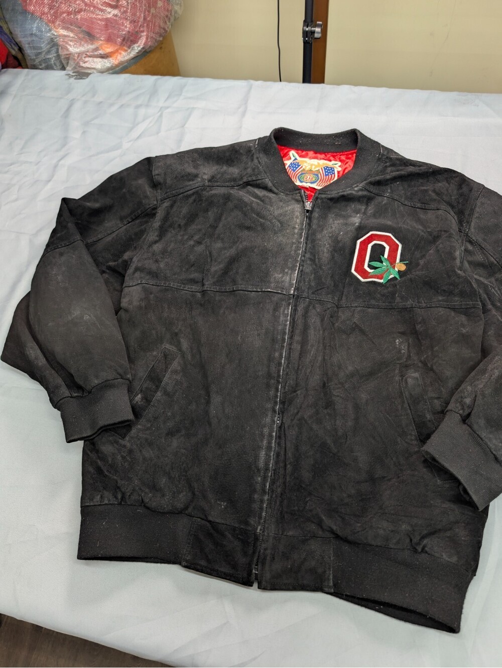 Vintage Ohio State Jeff Hamilton Suede Jacket Black XLT OSU
